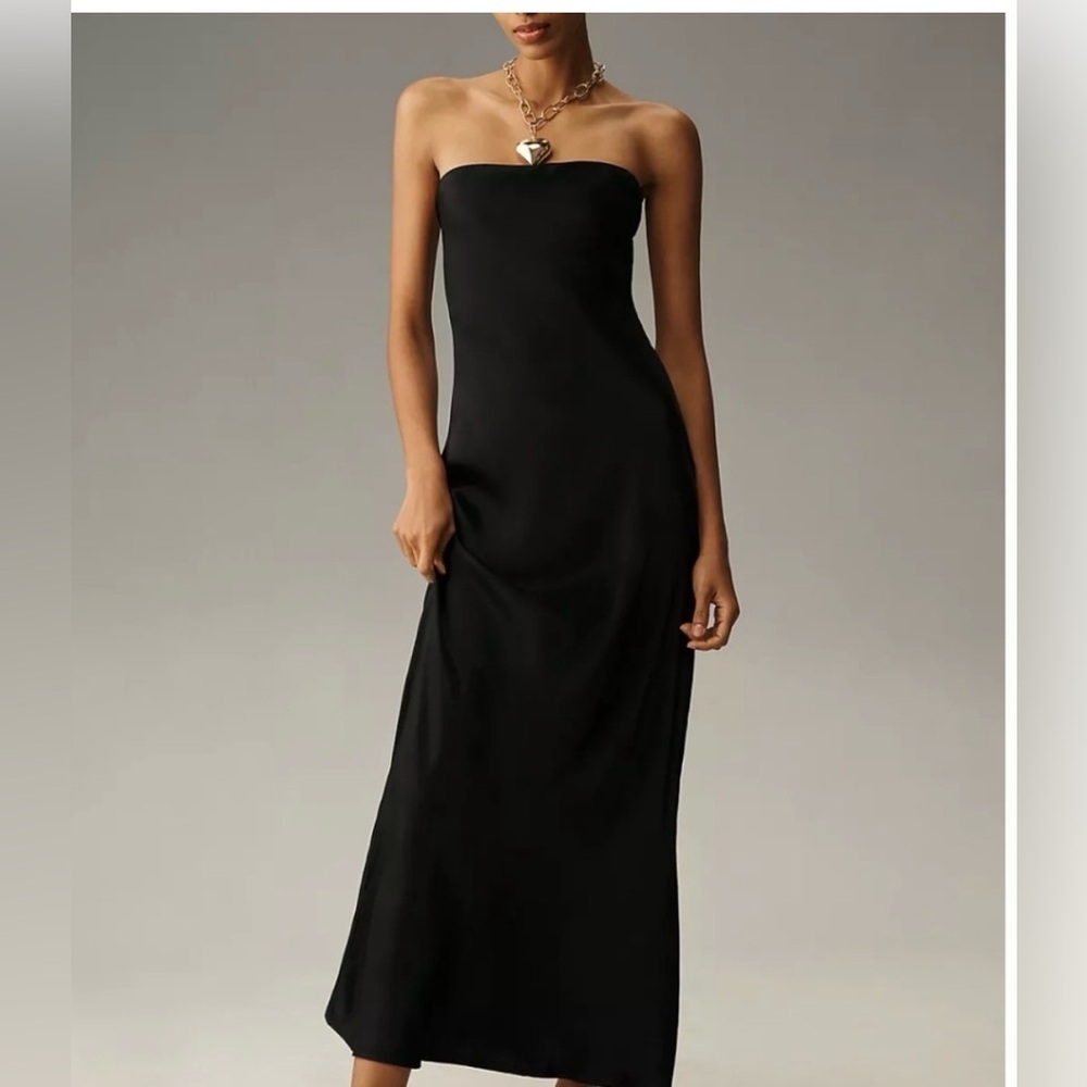 Anthropologie Strapless Black Maxi Dress
